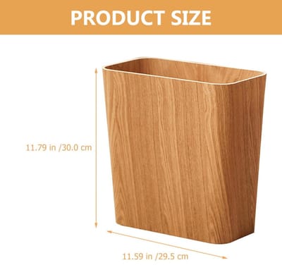 Prullenbak Bamboe – Casa Serena Smalle Rechthoekige Vuilnisemmer voor Badkamer, Slaapkamer, Keuken of Kantoor, Touch Toe Handsfree Afvalmand, Compact en Modern, Donkerbruin Hout – Afmetingen op aan...