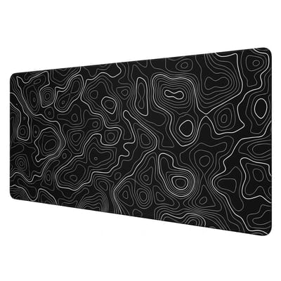 Zwart abstract patroon muismat groot formaat voor heren en dames – moderne lijnen design gaming bureau mat large keyboard mat rechthoekig antislip 30 x 60 cm