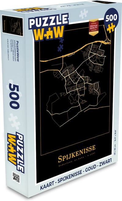 Puzzel Kaart - Spijkenisse - Goud - Zwart - Legpuzzel - Puzzel 500 stukjes