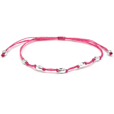 Bracelet Luxenter en coton rose avec finition en argent sterling 925 - Buawe