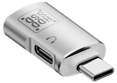USB-C Male naar USB-C Female + USB 3.0 Female adapter connector - geschikt voor headset - voo o.a. laptop en telefoon - zilver