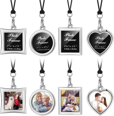 Dailygoods- Medaillon Metalen - Mini Fotolijst - 4 Stuks - Achteruitkijkspiegel Ornament - Wax Touw - Persoonlijke Herinneringen