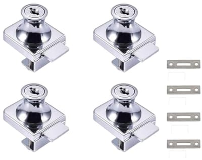 Glasdeur Slot - 4 Stuks Veiligheidslock voor Glasdisplaykasten - Geen Boren Nodig - Geschikt voor 5-8mm Glas