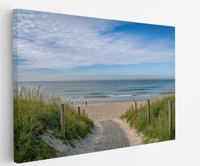 Saammp Canvas Schilderij - strand en zee - Nederland - 45x30 - Foto op canvas - Wanddecoratie - muurdecoratie Woonkamer - Slaapkamer decoratie - Canvas Print