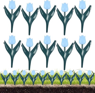 Decoratieve Tuinrand - Bloemrand Omheining - Tuin Organiseren - T-vormige Blokken - 30 x 25 cm - Blauw