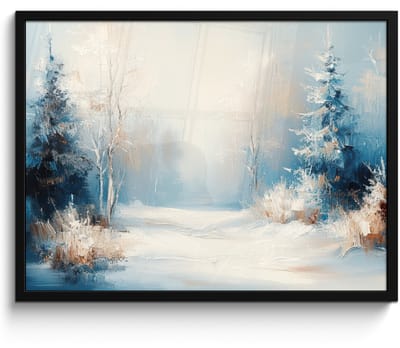 Poster in lijst - Fotolijst 70x50 cm - Posters - Bos - Winter - Natuur - Abstract - Sneeuw - Posterlijst zwart - Decoratie - Wanddecoratie woonkamer - Muurdecoratie slaapkamer