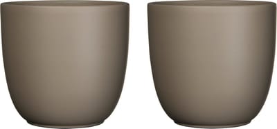 Mica Decorations Bloempot - 2x stuks - taupe bruin mat - H28,5 x D31 cm - keramiek - voor kamerplant - plantenpot