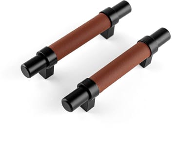 Brute Strength – Leren handgrepen - 76 mm hartafstand - 4 stuks - zwart & bruin - leer & RVS - meubelgrepen - deurgreep keuken - handgrepen kast – ladekast – handgreep deurtjes - handvaten kast - 127 mm totale lengte