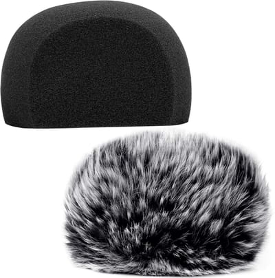 Dailygoody - Windscreen Microphone - Schuim Windscherm - 2Pack - Foam en Furry - Compatibel met Zoom H5 H6 - Microfoon Accessoires - Handige Reco