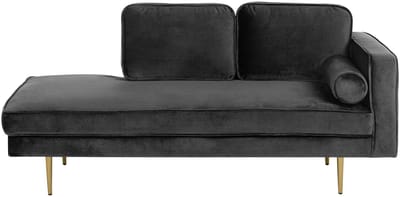 BELIANI MIRAMAS - Chaise longue - Zwart - Rechterzijde - Fluweel