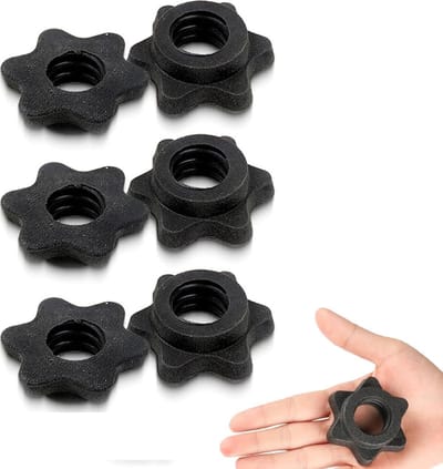 Set van 6 Dumbbell Hex Moeren, Antislip Snelsluitingen, Barbell Clips voor Krachttraining en Fitness (Zwart, 25 mm)