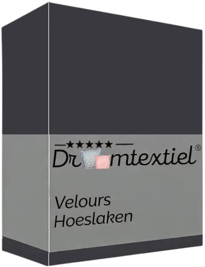 Droomtextiel Velours Hoeslaken Antraciet - 90x200 cm