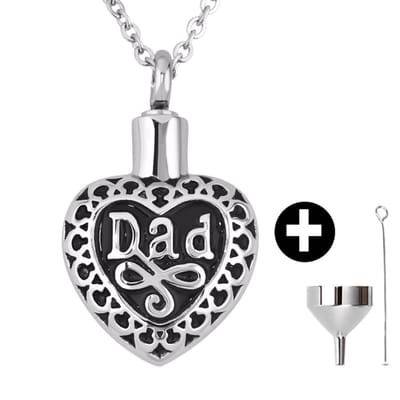 Ashanger - Ashouder - Vader - Hart - met Verstelbare Ketting van 46 tm 52cm en vulsetje - Asketting - As sieraad - Edelstaal