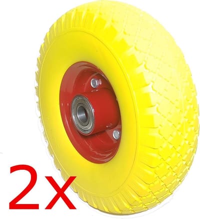 2X  ANTI LEK band 300x4 PU stalen velg met lagers wiel steekwagen bolderwagen kar