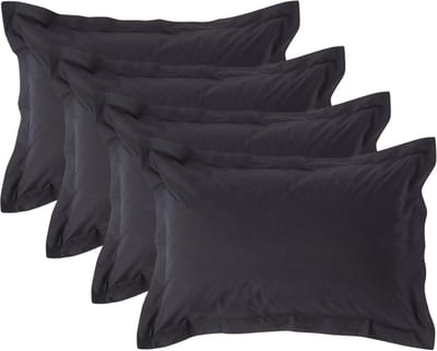 Homescapes Kussensloop 50x75 cm met Rand (Oxford) Set van 4 – Zwart – 100% Egyptisch Perkal Katoen – 200 TC