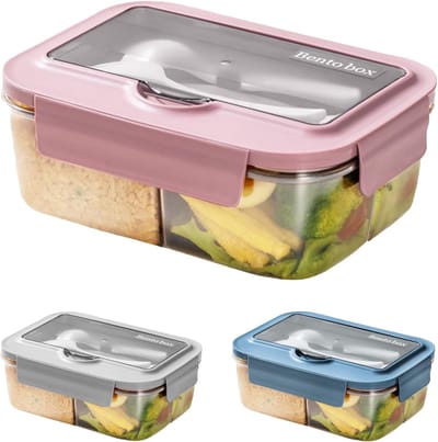 Lunchbox - Broodtrommel - lunchbox met vakjes 1400 ml - Lekvrije lunchbox - Voor School Werk, Picknick & Onderweg