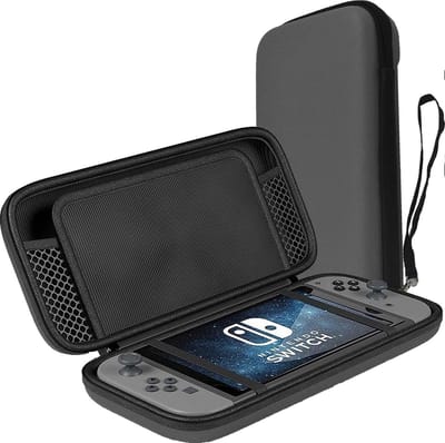 Hoesje Geschikt voor Nintendo Switch OLED Case Hoes Hard Cover Met Koord - Hoes Geschikt voor Nintendo Switch OLED Hoes - Grijs