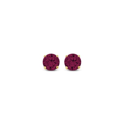 New Bling 9NBG-0566 Gouden Oorknopjes met Zirkonia 4mm - Rood - Rond - 14 Karaat - Goud