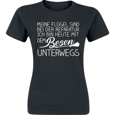 Sprüche - Fun T-shirt - Meine Flügel sind bei der Reparatur ... - S tot XL - voor Vrouwen - zwart