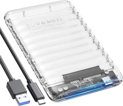 Transparante 2.5" USB-C Hard Drive Behuizing, Ondersteunt 6TB, UASP, Draagbaar voor HDD/SSD, Snelle Gegevensoverdracht