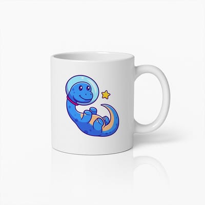 Schattige Ruimte Dinosaurus met Helm Cartoon Mok – Leuk Cadeau voor Kinderen en Dino Fans