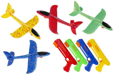 AirGlider - Afschiet Vliegtuig - foam - 34 x 31 cm - 1 stuk - blauw
