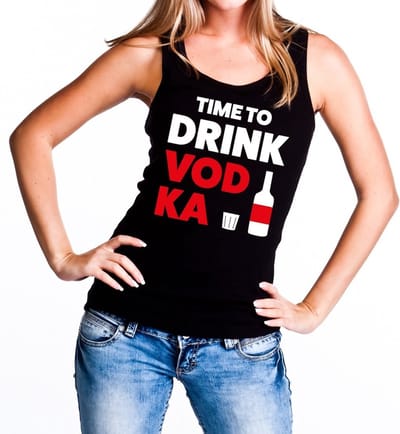 Time to drink Vodka tekst tanktop / mouwloos shirt zwart dames - dames singlet Time to drink Vodka S
