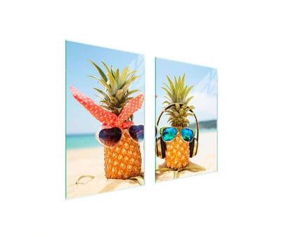 TMK ArtDeko Ananas Serie - Glasplaat Beschermend Paneel - 65x52cm - Meerkleurig - Antibacterieel