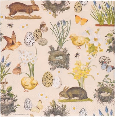 Paas thema servetten - 20x - Pasen print - 33 x 33 cm - feestservetten - Paasontbijt - Paasontbijt tafeldecoratie servetjes