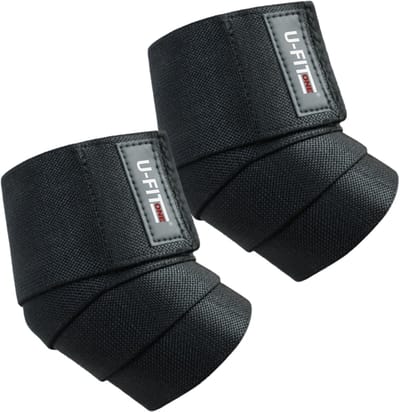 U Fit One 2 Stuks Elleboogbrace - Powerlifting Elbow Wrap - Fitness en Crossfit Elleboog Sleeve - Zwart - Maat S