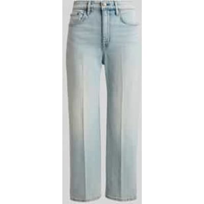 straight fit jeans van katoenmix met persplooien