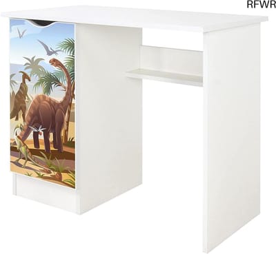 Kinderbureau - Bureau met kast - Studeren en werken - Stevig meubelbord - 90x50x77 cm - Wit