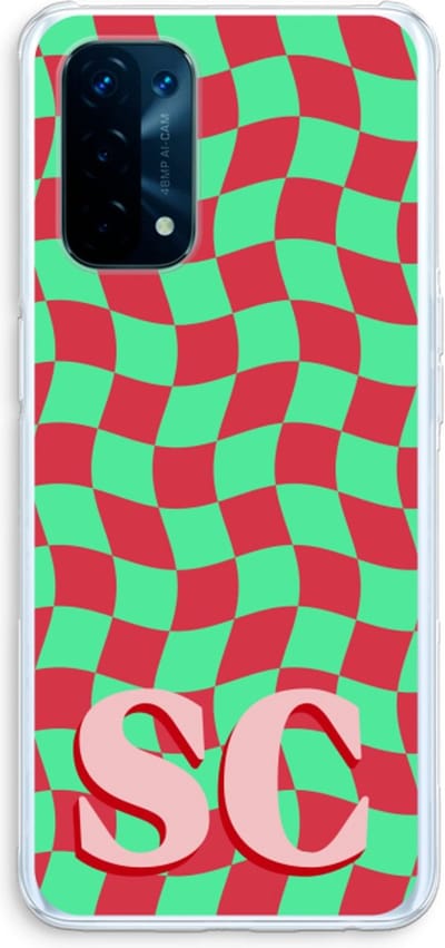 Gepersonaliseerd - Case Company® - Hoesje geschikt voor Oppo A74 5G hoesje - Grid Monogram - Soft Cover Telefoonhoesje - Bescherming aan alle Kanten en Schermrand