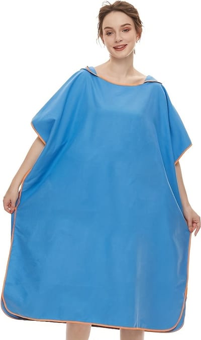 Nivard Surf Poncho - Omkleed Handdoek - Volwassenen - Dames & Heren - Zacht - Poncho - Blauw
