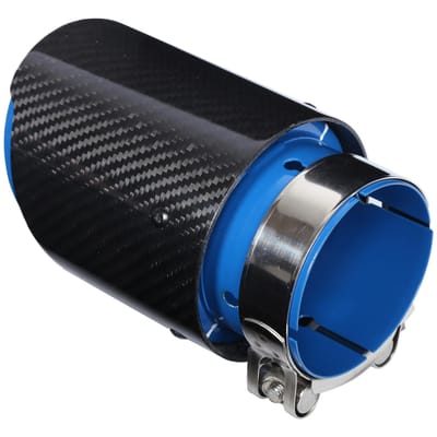 Auto Uitlaat Tip 80?101mm Enkele Uitlaat Rechte Zijde Glanzend Koolstofvezel Blauw Roestvrij Staal gray