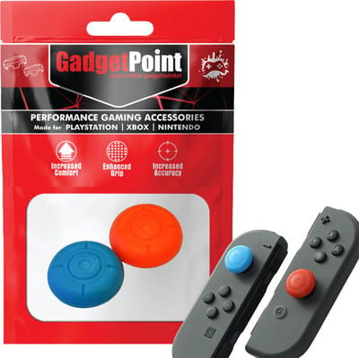 Gadgetpoint - Thumb Grips voor Nintendo Switch Joy-Con Controllers - Gaming Thumbgrips - Performance Anti-Slip Thumbsticks - Bescherming Accessoires - Thumbgrip - Blauw/Rood