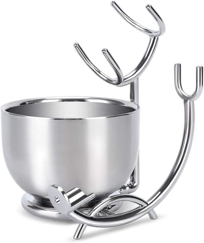Grooming scheerset voor mannen, sterke scheermes en borstelstandaard met roestvrijstalen scheerzeepkom, papa cadeaus, vriendje geschenken, man geschenken voor hem