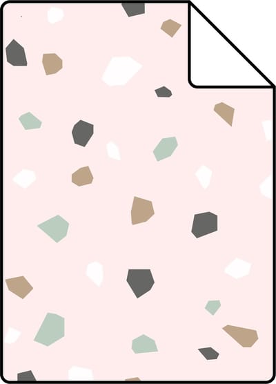Proefstaal ESTAhome behang terrazzo zacht roze, wit en mintgroen - 26.5 x 21 cm - 139035-S