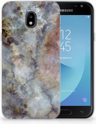 Samsung Galaxy J3 2017 TPU Siliconen Hoesje Marmer Grijs