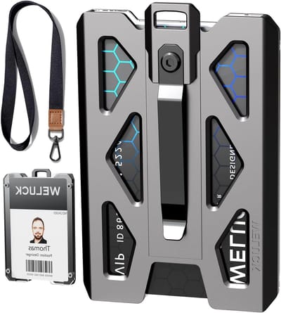 ID Kaarthouder - Aluminium Wallet - Zakelijk Gebruik - Stevig Aluminium Frame - Houdt 4 Kaarten - Grijs