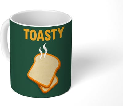 Mok - Koffiemok - Brood - Tosti - Groen - Minimalistisch - Mokken - 350 ML - Beker - Koffiemokken - Theemok