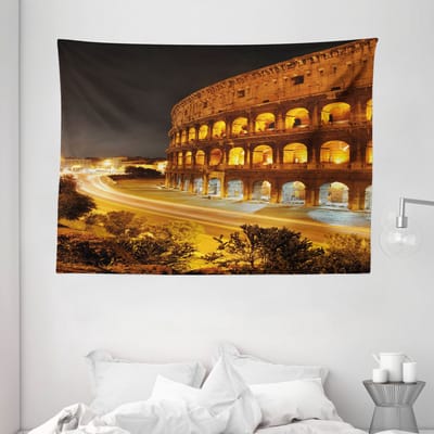 ABAKUHAUS Italië Wandtapijt, Colosseum 's Nachts, 150 x 110 cm, Amber Zwart