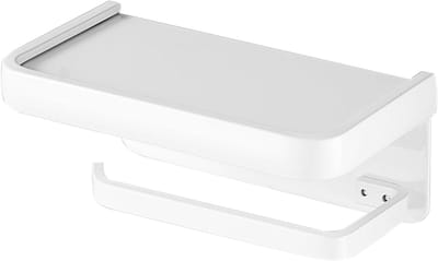 JGS Premium - Toiletpapierhouder met telefoonplank voor wandmontage - wit - inclusief bevestigingsmateriaal