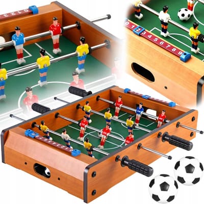 SOCCER-MASTER-1 Tafelvoetbal – Renew Force – Houten Voetbaltafel 49x30x9 cm met 12 Spelers, 2 Ballen & Doelteller