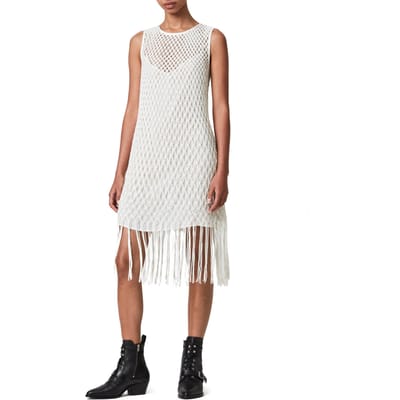 AllSaints Jesa Dress Chalk White Maat: 10 | Midi Jurken Outlet | Dames | Wit