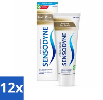 12 x Sensodyne - Tandpasta - MultiCare - Complete Tandverzorging - 75 ml - Tandpasta Gevoelige Tanden - Tandplak Verwijderen - Tandglazuur Versterken - Gevoeligheid Tanden - Mondverzorging