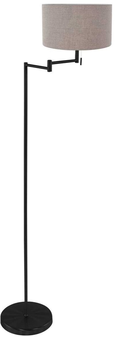 Vloerlamp Bella 3889ZW - 154 cm hoog, grijs linnen kap, trekschakelaar, trendy design, Mexlite - Metaal en textiel, draaibaar, voor binnen gebruik
