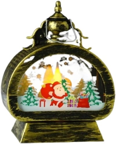 Decoratieve Lantaarn - Vlamloze Kaars - Feestelijke Sfeer - Vintage Stijl - 9.5 x 13cm - Donker
