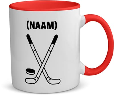 Akyol - ijshockey met eigen naam koffiemok - theemok - rood - Sport - ijshockeyer - sport - 350 ML inhoud