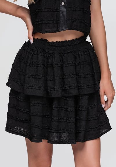 OMBRE Rok - Katoen - Gestreept - Rok Zwart S/M